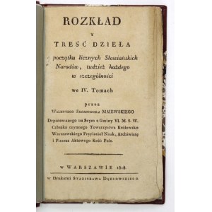 MAJEWSKI Walenty Skorochod - Rozdělení a obsah díla o počátcích četných slovanských národů, tudzież każdy w szczegól...