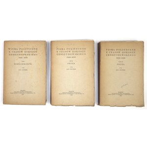 PISMA polityczne z czasów rokoszu Zebrzydowskiego 1606-1608. Wyd. Jan Czubek. T. 1-3. Kraków 1916-1918. 8, s. XI, [1]...