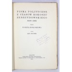PISMA polityczne z czasów rokoszu Zebrzydowskiego 1606-1608. ed. by Jan Czubek. Vol. 1-3. Cracow 1916-1918. 8, p. XI, [1]....