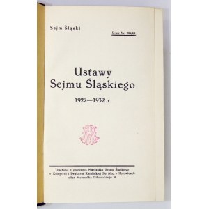 [WOLNY Konstanty] - Laws of the Silesian Sejm 1922-1932. Katowice 1932. druk. Catholic. 16d, p. 1099. opr. oryg....