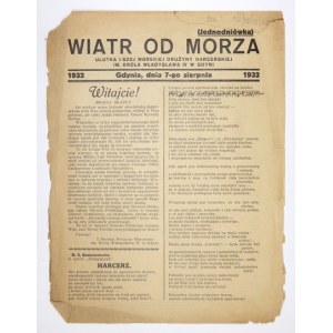 WIATR od Morza. (Jednodniówka). Ulotka I-szej Morskiej Drużyny Harcerskiej im. Króla Władysława IV w Gdyni....