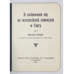ZARUSKI Maryusz - Über das Verhalten bei Winterausflügen in der Tatra. Zakopane 1912. Nakł....