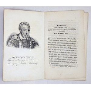 MAJER Józef - Message on the life and scientific works of Jan Innocent Petrycy. [Cracow 1841]. 8, p. 30, plate 1....