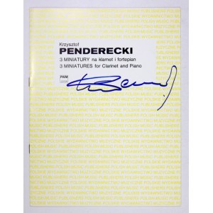 K. Penderecki - 3 miniatures for clarinet [...]. With the composer's signature.