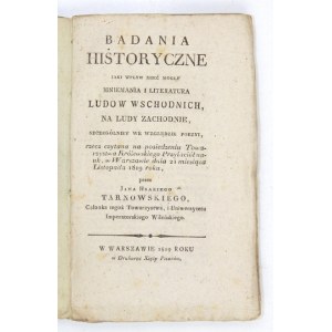 TARNOWSKI Jan - Historické bádání o tom, jak víra a literatura východních národů mohla ovlivnit západní národy, shc...