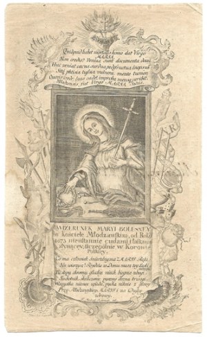 WIZERUNEK Maryi Bolesney w Kościele Młodzawskim, od Roku 1673 nieustannie cudami i łaskami słynącey, szczególnie w Koron...