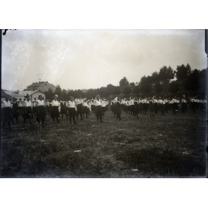 [Członkinie lwowskiego oddziału Sokoła podczas ćwiczeń  - fotografia sytuacyjna]. Klisza szklana form. 12,8x17,...