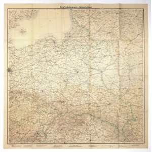 Okupacyjna mapa drogowa obejmująca tereny polskie z 1942 r.