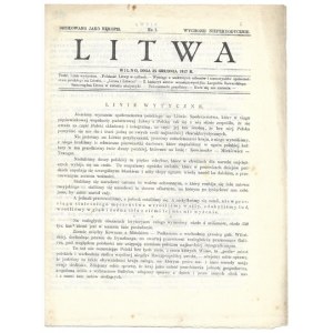 LITWA. Nr 1: 25 XII 1917.
