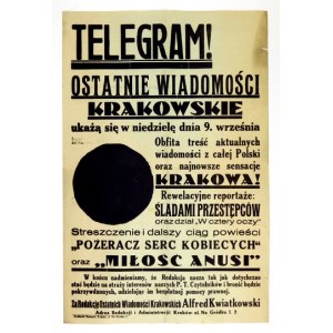 Wywieszka reklamowa Ostatnich Wiadomości Krak.: 9 IX 1934.