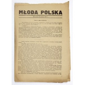MŁODA Polska. Warszawa, 19 VI 1943. [Stronnictwo Narod.]. 8. brosz. s. 8.