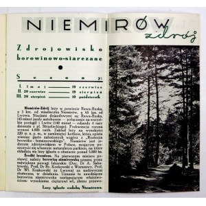 NIEMIRÓW Zdrój. Zdrojowisko borowinowo-siarczane. Lwów 1937. Druk. Polska. 16d, s. [8]....