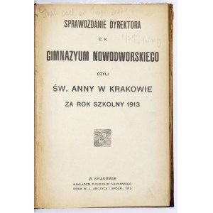 Zbiór 15 rocznych sprawozdań Gimn. Nowodworskiego. 1913-1931.