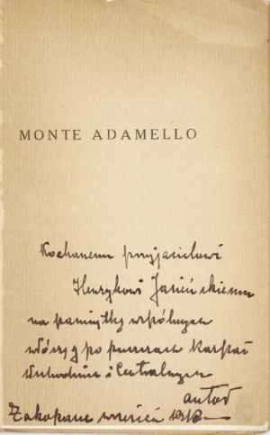 K. Saysse-Tobiczyk - Monte Adamello. 1918. Dedykacja autora.