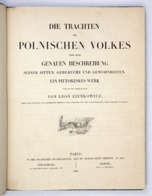 L. ZIENKOWICZ - Die Trachten des polnischen Volkes. 1841. Z 39 barwnymi tablicami strojów regionalnych.