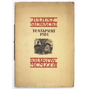 J. Słowacki - Mein Testament. 1927. mit Holzschnitten von S. Jakubowski.