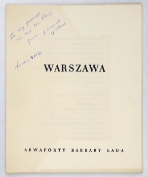 ŁADA Barbara - Warszawa. Akwaforty ... [Warszawa? 195-?]. 16d, s. [3], tabl. 10. oryg. teka skórzana,...