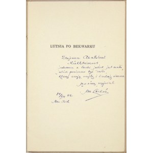 J. Lechoń - Laute nach Bekwark. 1942. mit einer handschriftlichen Widmung an A. Mühlstein.