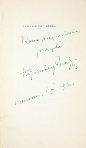 K. Rudzki - Dymek z papierosa. 1959. Z dedykacją autora.