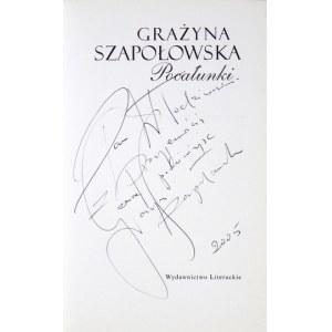 G. SZAPOŁOWSKA - Pocałunki. 2005. Dedykacja autorki.