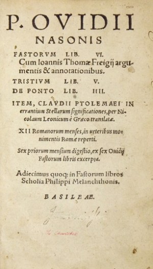 Pisma Owidiusza z 1568 z podpisami Leona Chwistka.