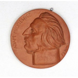 [MICKIEWICZ Adam]. Medallion with image of Adam Mickiewicz, 1930. Circular medallion with a diameter of 11,...