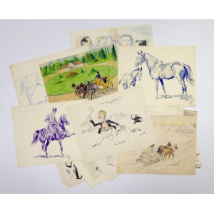 [OFLAG Xa - Itzehoe, cultural life]. A collection of 26 cards with drawings and watercolors made by the prisoners of Oflag Xa in Itzeh....