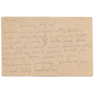 [WOJSKO - WW1 - BERGEL Rajmund]. Handgeschriebene Postkarte, adressiert an seinen Onkel Jan Szczęsny Płatkowski....