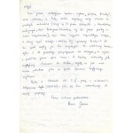 [JANION Maria]. Odręczny list Marii Janion dotyczący m.in. biografii J. Conrada autorstwa Z. Najdera, dat....