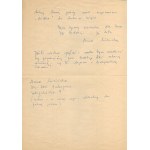 [MICIÑSKA Anna]. Two manuscript letters dated. 12 July and 11 September 1974 in Zakopane.