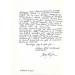 [WAJDA Andrzej]. Handwritten letter regarding the film adaptation of Smugi cienia, dated. 6 X 1975 in Albena.