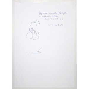MROŻEK S. - Handwritten anniversary wishes and drawing from 2010
