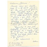 [SZYMBORSKA Wisława]. Handgeschriebener Brief von Wisława Szymborska und Adam Włodek, adressiert an Danuta Herbert-Ulam in Paris,...