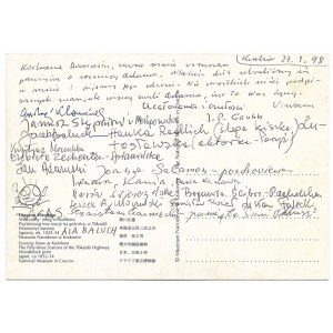 Szymborska W. - Krótki list podpisany przez poetkę, L. A. Moczulskiego, J. P. Gawlika z 1998.