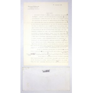 [ŻUKROWSKI Wojciech]. Getippter Brief mit handschriftlichen Korrekturen an den Schriftsteller Bolesław Lubosz,...