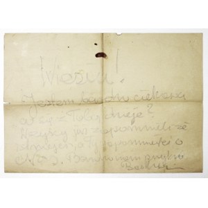[DYMNY Wiesław]. Handgeschriebener kurzer Brief vermutlich an Wieslaw Dymny,...