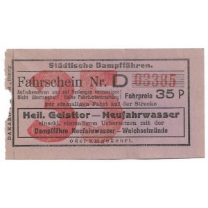 [GDAŃSK]. Städtische Damffähren. Fahrschein. 35 P[fenig]. [przed 1939?]. 4,7x8,...