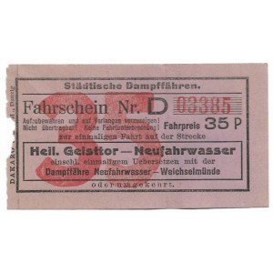 [GDAŃSK]. Städtische Damffähren. Fahrschein. 35 P[fenig]. [before 1939?] 4,7x8,...