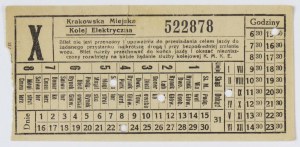 [KRAKÓW]. Krakowska Miejska Kolej Elektryczna. [1934-1936]. 6,1x12,8 cm.