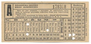 [KRAKÓW]. Krakowska Miejska Kolej Elektryczna. [1935-1937]. 5,7x12,3 cm.