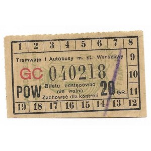 [WARSZAWA]. Tramwaje i Autobusy m. st. Warszawy. [nie przed 1934?]. 3,5x5,6 cm.