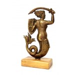 [NAHORNY Wlodzimierz, Golden Hybrid - award at JJ '68]. A bronze cast figurine of a Warsaw mermaid with an engraved...