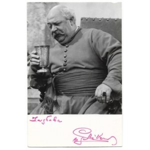 2 zdjęcia z filmu Pan Wołodyjowski z podpisami M. Pawlikowskiego jako Zagłoby.