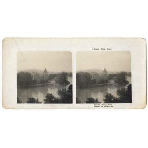 [KRAKÓW - willa Rożnowskich i wezbrana rzeka Wisła podczas zagrożenia powodziowego - fotografia sytuacyjna]. [1906]...