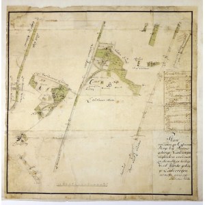 VILLAGE. Handwritten map of the area around Kalwaria Pakoska from 1786.