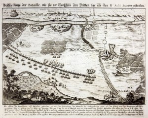 WARSZAWA. Bitwa pod Warszawą przedstawiona przez M. Meriana w 1743.