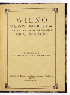 [WILNO]. Plan miasta Wilna. Plan barwny form. 51,8x39,7 cm.