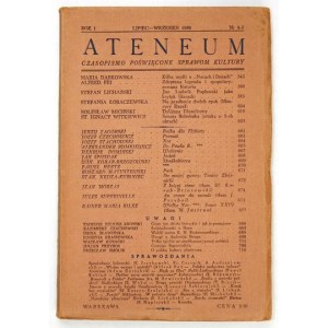 ATENEUM. R. 1, no. 4/5: VII/IX 1938 First printing of Witkacy's Beelzebub's Sonata.