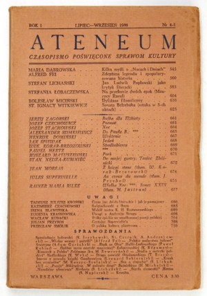 ATENEUM. R. 1, nr 4/5: VII/IX 1938. Pierwodruk 
