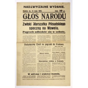 Głos Narodu. 14 V 1935. Planowany pogrzeb J. Piłsudskiego.